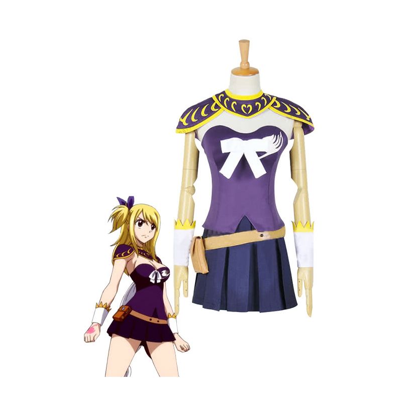 Anime Fairy Tail Lucy Heartphilia Purple Battle Suit Cosplay Costume