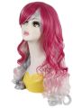 60cm Long Rose Red Fade Silver Harajuku Wave Cosplay Wigs
