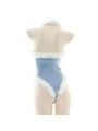 Blue High Fork Sexy Plush Lingerie Cosplay Costume