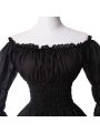 Women Renaissance Victorian Medieval Black Long Vintage Dress