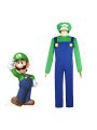 Licenced Kids Super Mario Bros Luigi Costume Boys Green Plumber Fancy Dress
