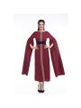 Women Girl Pure Cotton Retro Elegant Red Long Dress