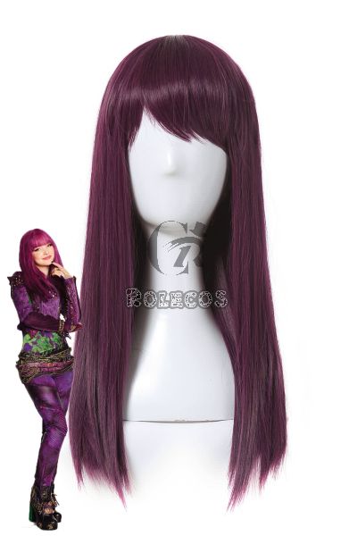 Descendants 2 Mal Cosplay 50cm Purple Color Movie Wigs