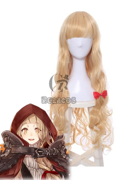 SINoALICE Little Red Riding Hood Long Golden Synthetic Game Cosplay Wigs