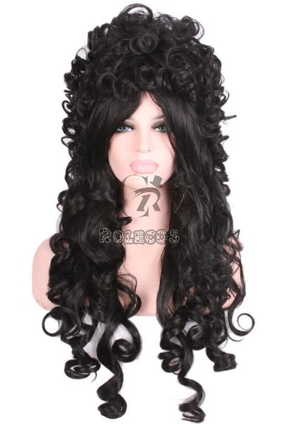 80cm Long Black Marie Antoinette Woman Fashion Wigs