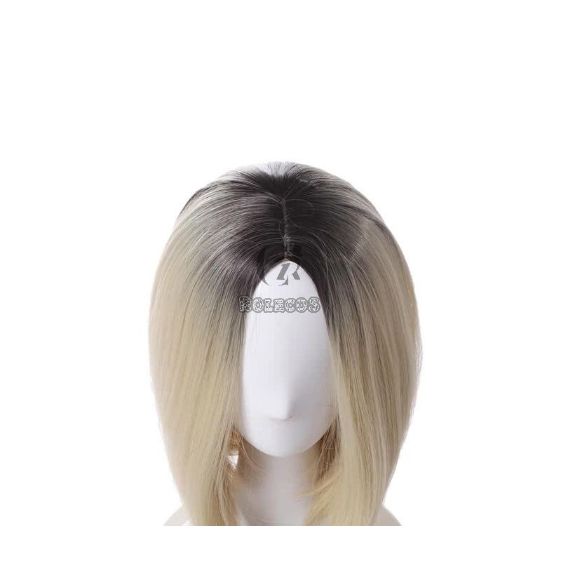 35CM Medium Long Blonde Straight Fashion BOB Synthetic Wigs