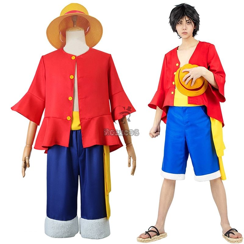 Cosplay Movie One Piece Luffy Costumes Tops Shorts Hat Halloween