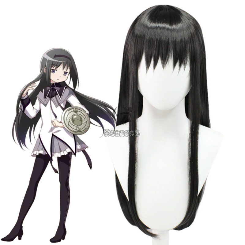 Puella Magi Madoka Magica Akemi Homura Black Long Cosplay Wigs