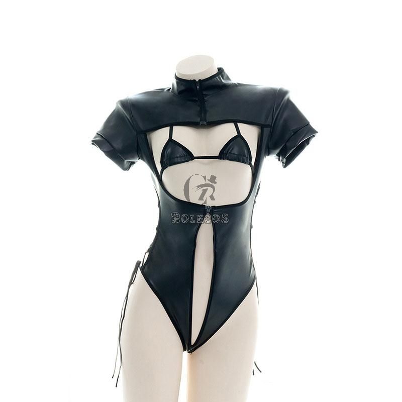 Black Bodysuit Tights Sexy Lingerie Cosplay Costume 