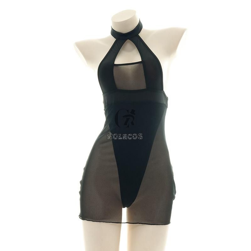 Black High Fork Translucent Sexy Lingerie Cosplay Costume