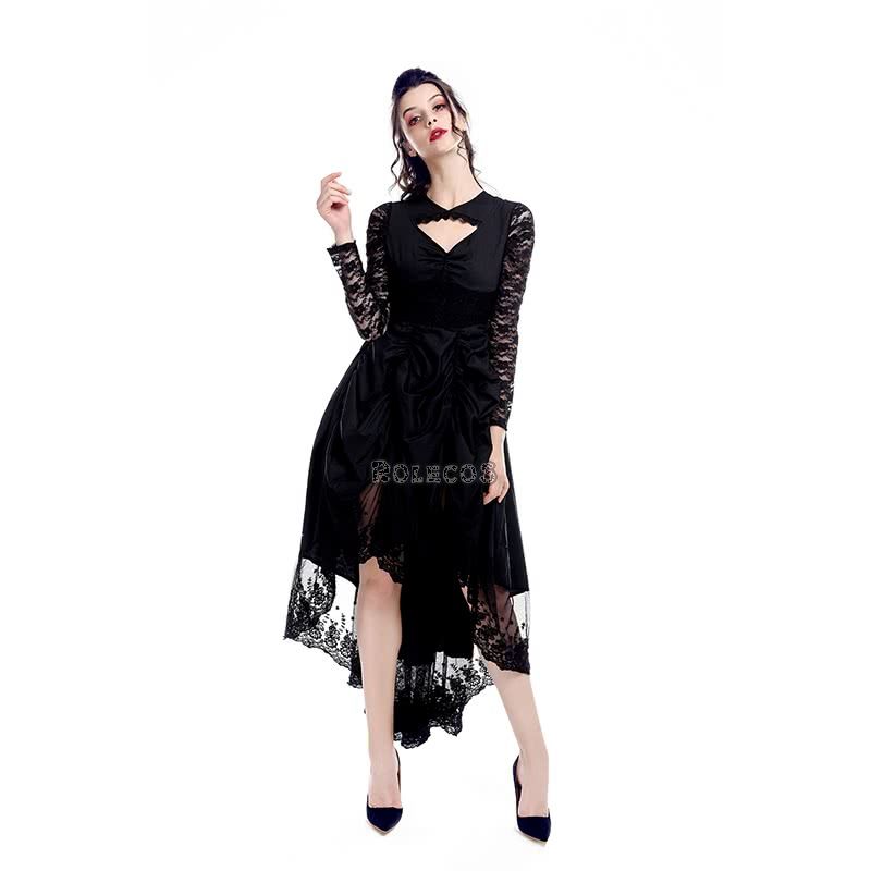 Black Sexy Gothic Victorian Dress Cosplay Costumes-3