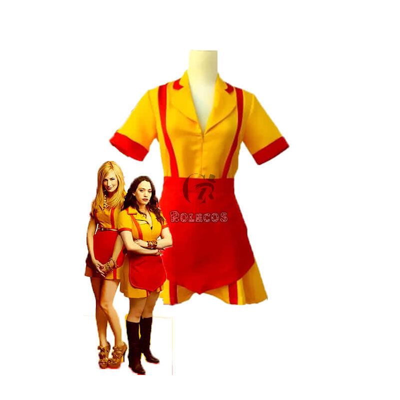 2 Broke Girls Max and Caroline Yellow and Red Cosplay Costumes