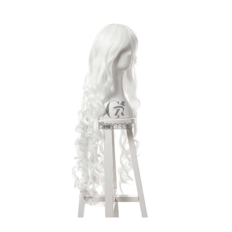 100cm Long Fashion Cosplay Wigs White Wavy Women Hair