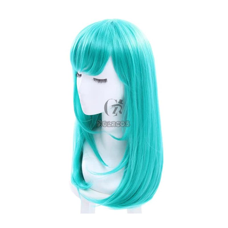 Women 65cm Long Teal Green Anime Synthetic Hair Straight Cosplay Wigs 