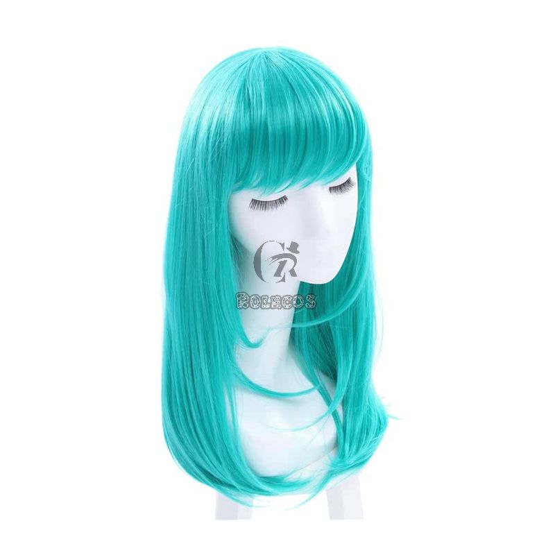 Women 65cm Long Teal Green Anime Synthetic Hair Straight Cosplay Wigs 