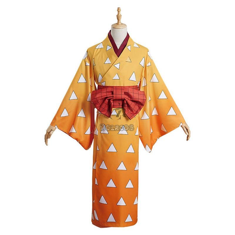 Demon Slayer Entertainment District Arc Zenitsu Agatsuma kimono Cosplay Costume