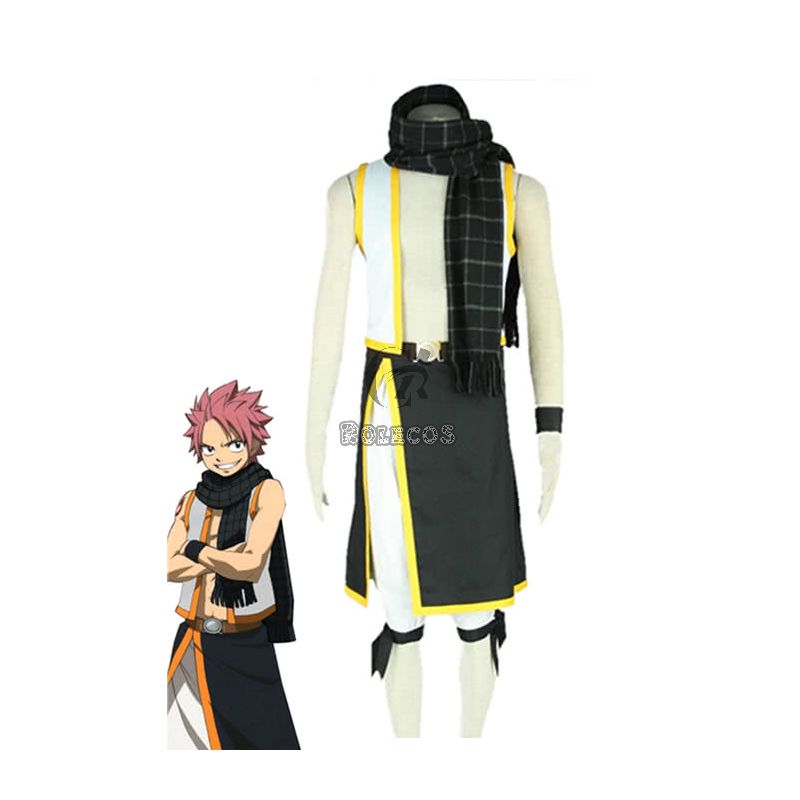 Fairy Tail Natsu Dragneel Cosplay Costume Black And White Suit