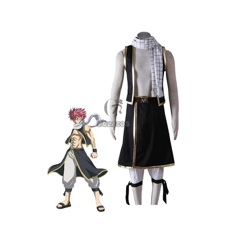 Fairy Tail Natsu Dragneel Cosplay Costume Black And White Suit