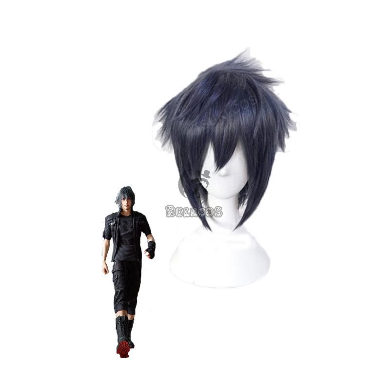Final Fantasy Noctis Black Mixed Grey and Blue Cosplay Wigs 