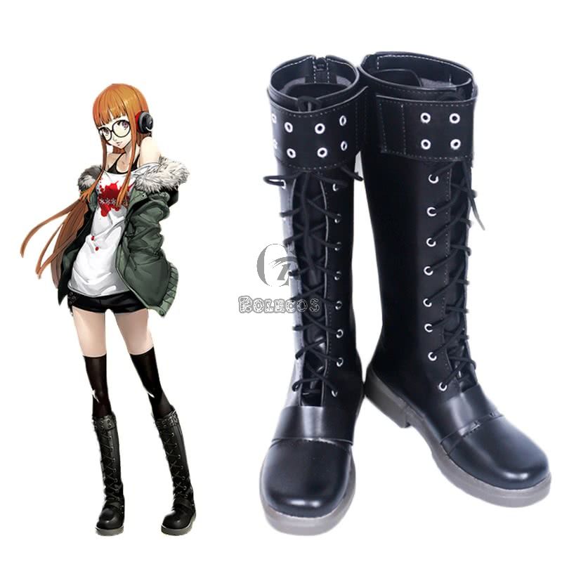 Futaba Sakura Persona 5 Blcak Boots Game Cosplay Shoes