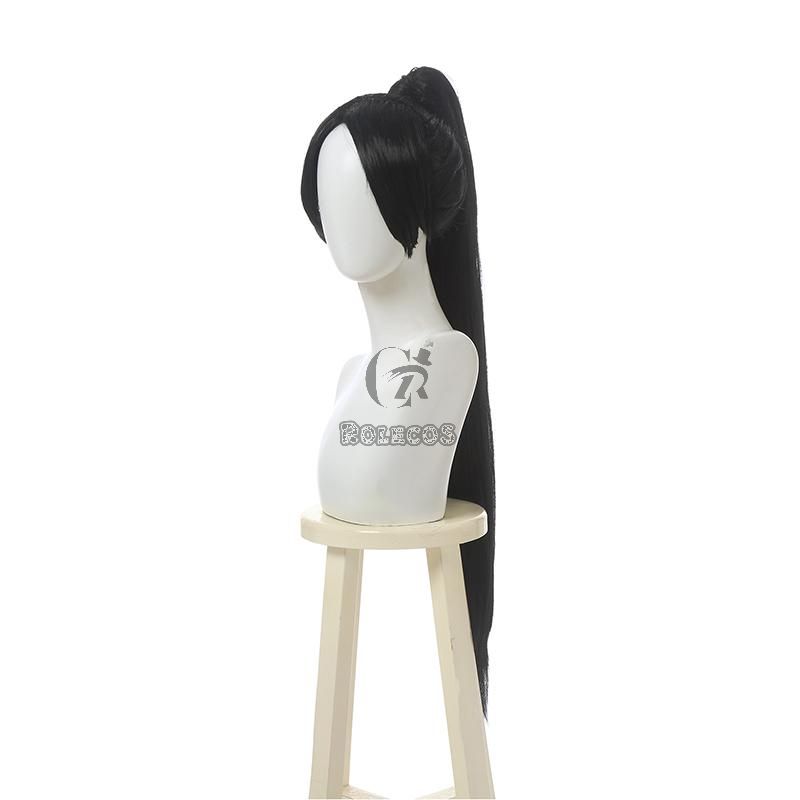 Game Valorant Project A Sage Black Long Ponytail Cosplay Wigs