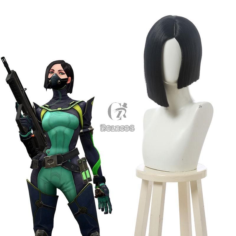 Game Valorant Project A Viper Black Cosplay Wigs
