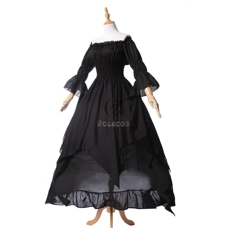 Women Renaissance Victorian Medieval Black Long Vintage Dress