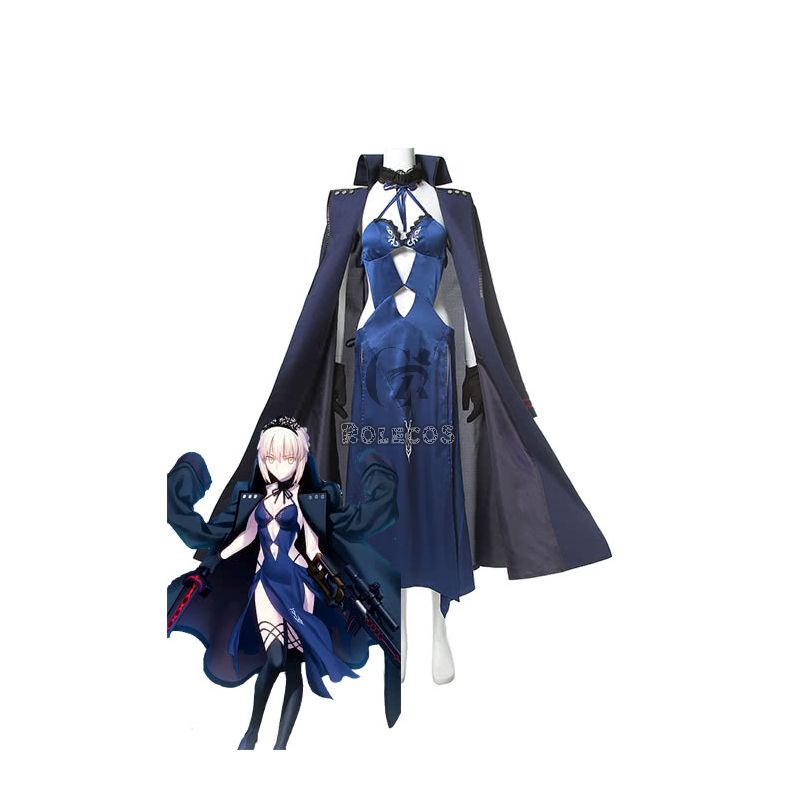 Fate Grand Order Black Saber Black Blue Mixed Anime Cosplay Costumes