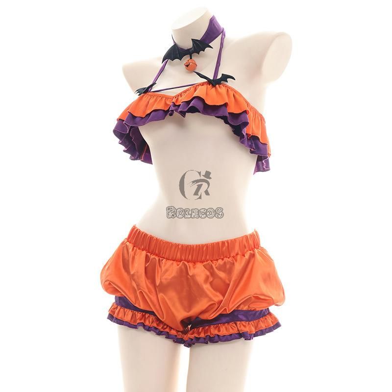 Halloween Cute Pumpkin Bikini Cosplay Costume