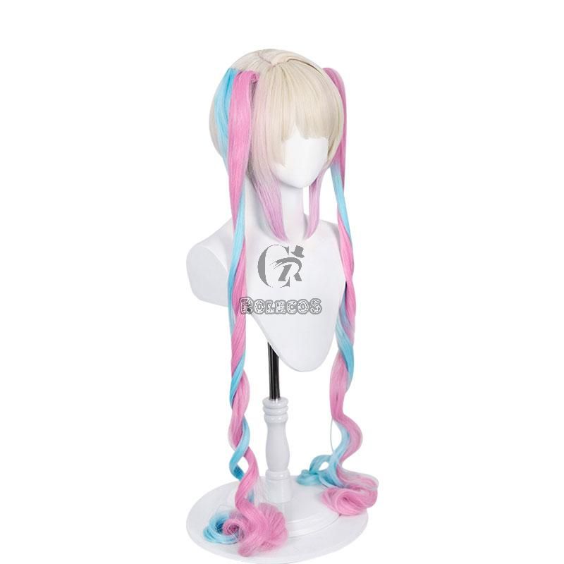 Hololive NEEDY GIRL OVERDOSE KAngel Long Pink Mixed Blue Cosplay Wigs