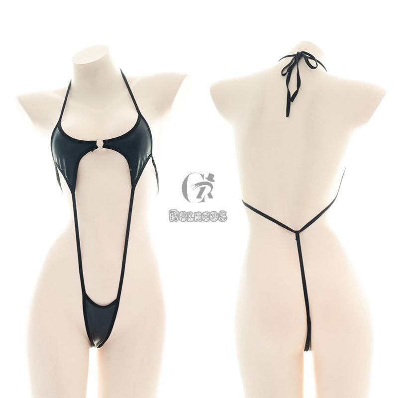 Leather Bikini Strappy Halterneck Underwear Cosplay Costume