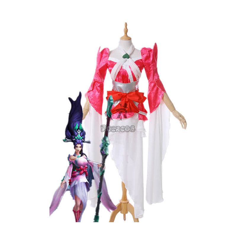 LOL Sacred Sword Janna Rose Red Game Cosplay Costumes