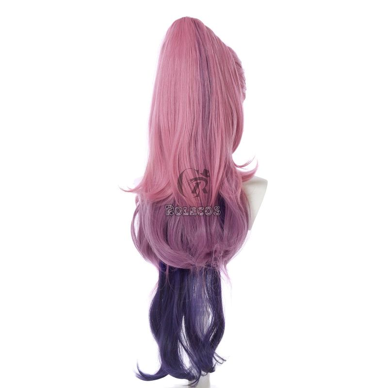 LOL KDA BADDEST Seraphine Pink Mixed Purple Long Ponytail Cosplay Wigs