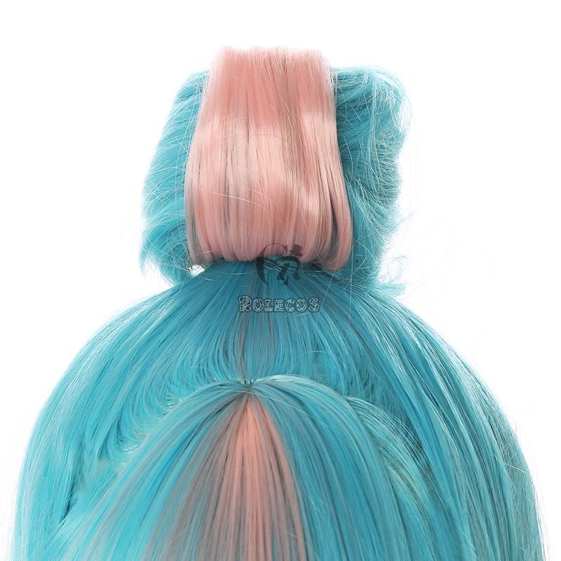 LOL True Damage Qiyana Pink Mixed Blue Cosplay Wigs 2 Style