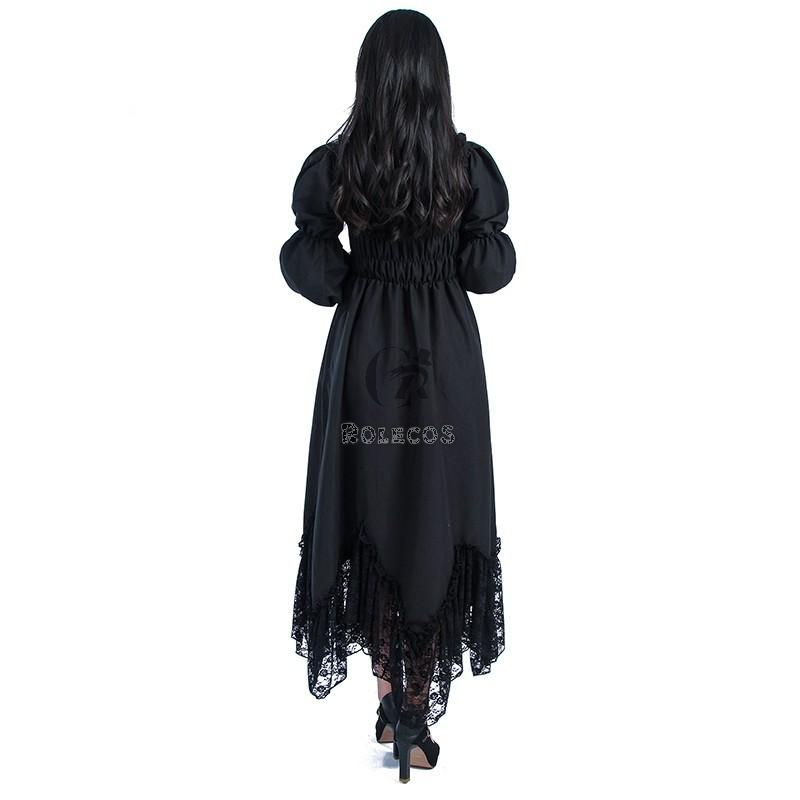 Vintage Dress Lace Black Women Halloween Cosplay Costume