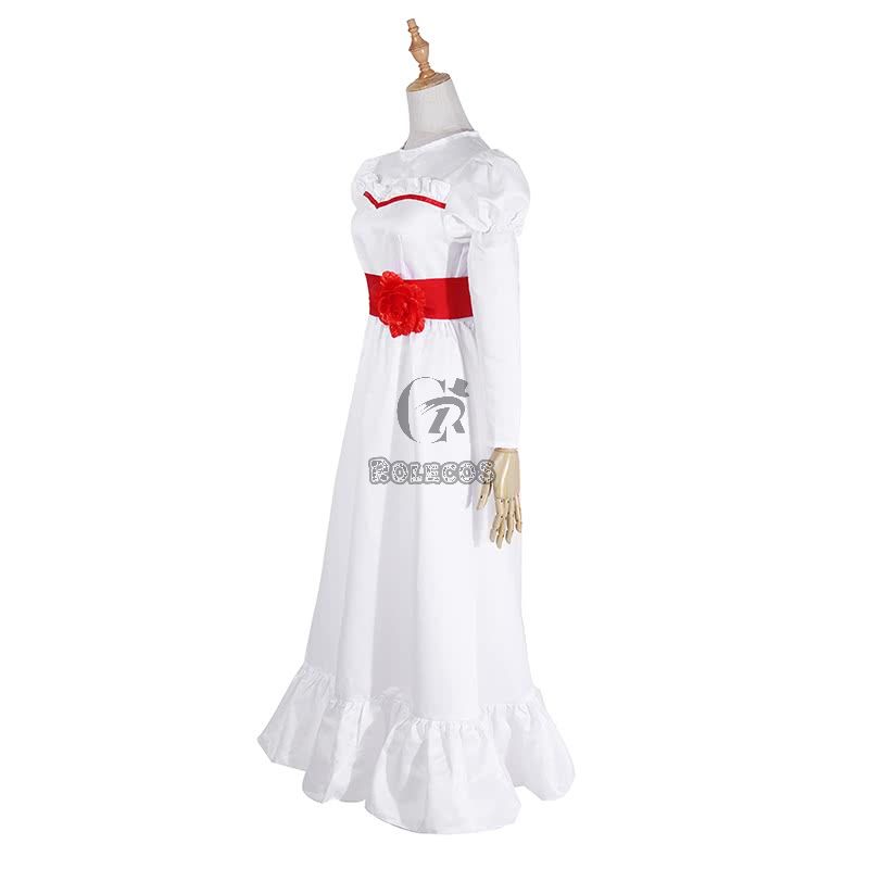 Movie Annabelle Horror Lady White Dress Halloween Cosplay Costume