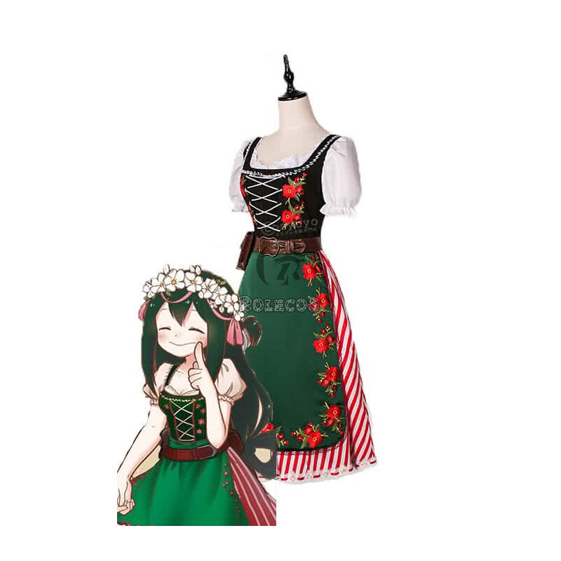 My Hero Academia Tsuyu Asui Anime Cosplay Costumes Beautiful Long Dress