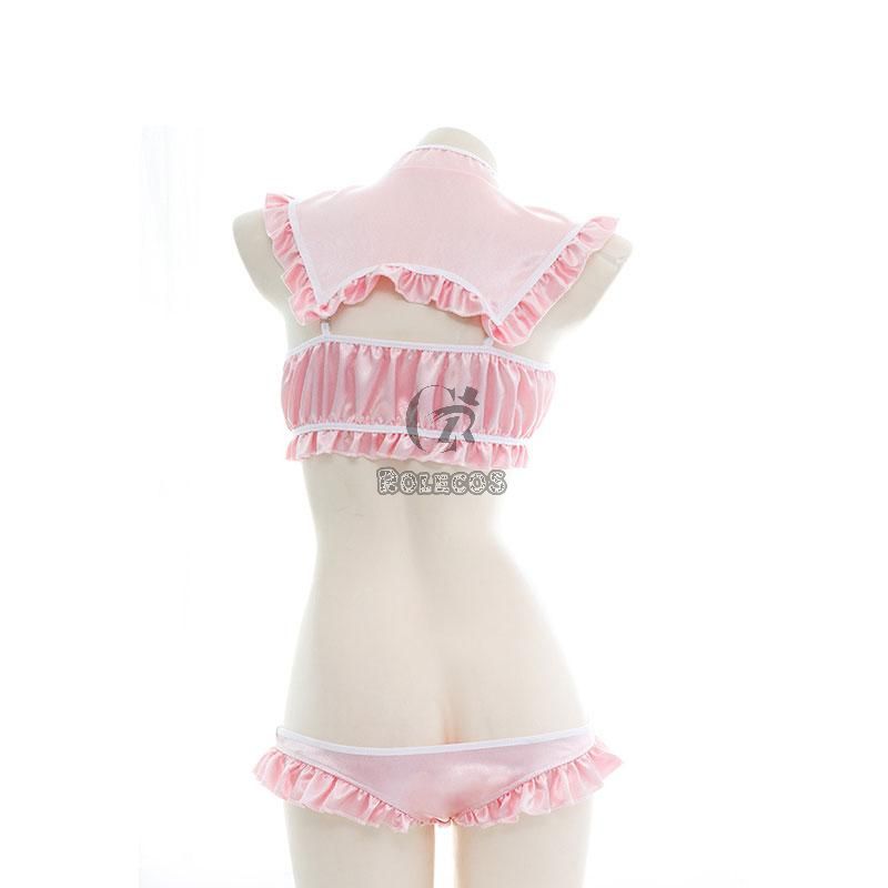 Pink Cheongsam Ruffled Underwear Cosplay Costume