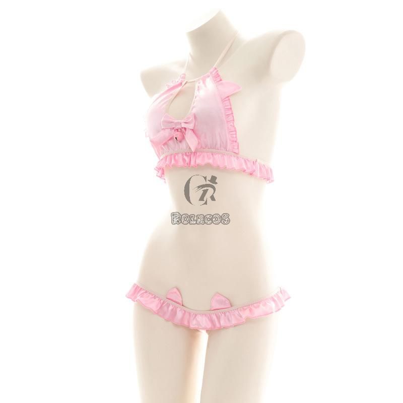 Pink Cute Bow Sexy Lingerie Cosplay Costume
