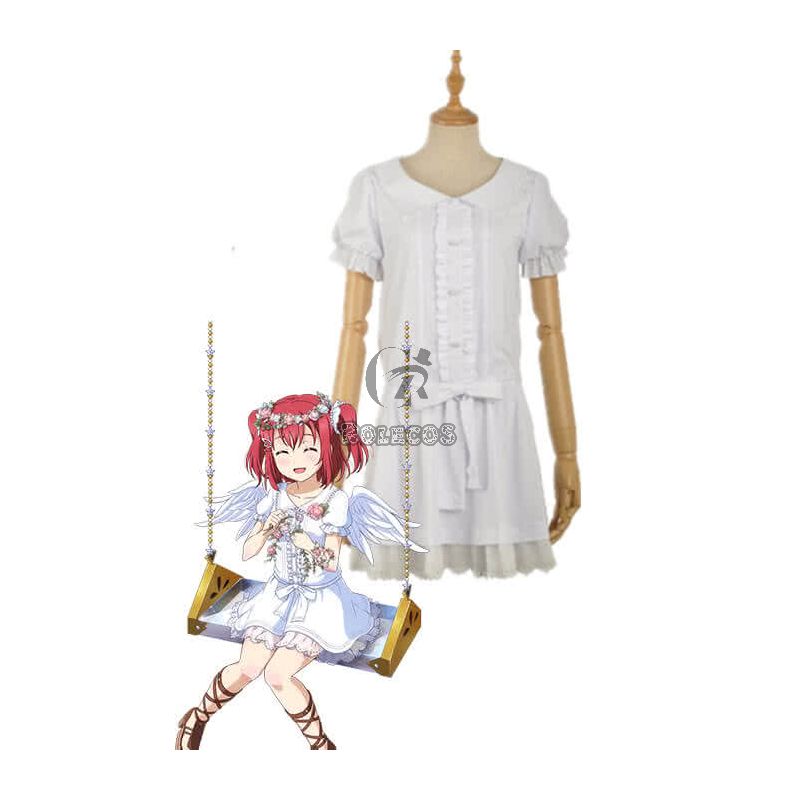 Love Live Sunshine Angel Aqours Unawaken Ruby Kurosawa White Dress Anime Cosplay Costumes