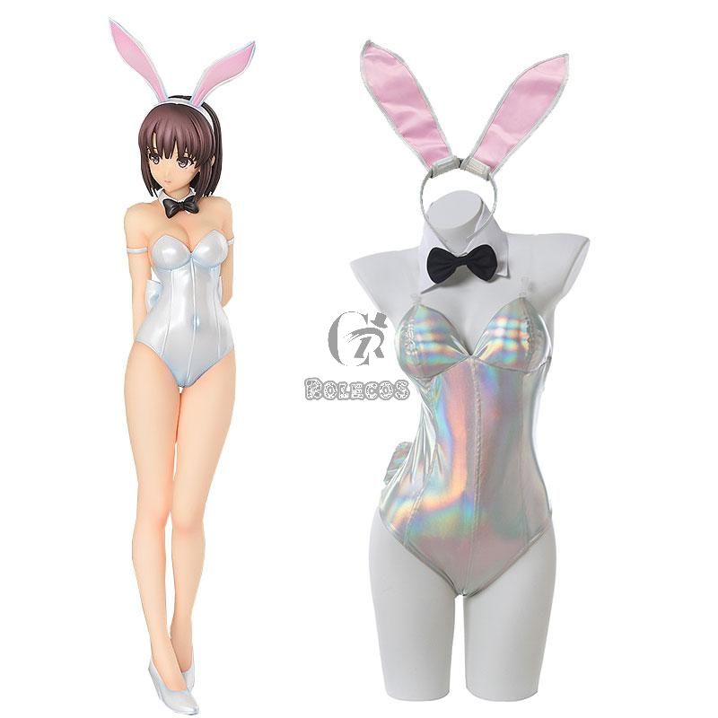 Saenai Heroine no Sodatekata Megumi Kato Sliver Bunny Girl Jumpsuit Cosplay Costume