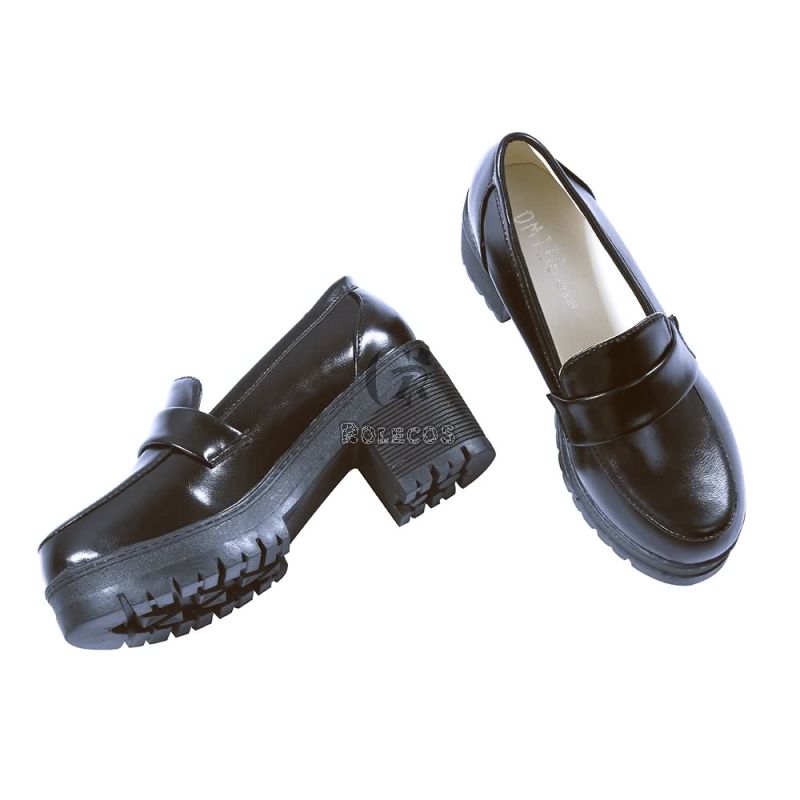 Japanese Student shoes JK Uniforms Shoes  Lolita Shoes Black high-heeled Cosplay Shoes