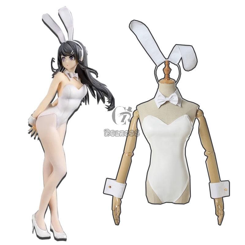 Seishun Buta Yarou wa Bunny Girl Senpai no Yume wo Minai  Sakurajima Mai  White Bunny Girl Cosplay Costume