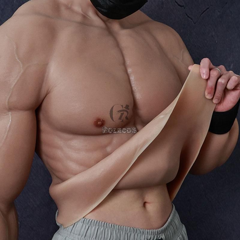 Silicone False Fake Muscle Elasticity Chest Man 2 Type 4 Color Cosplay Prop 