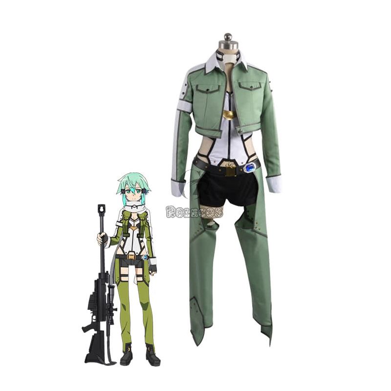 Hot Anime Sword Art Online Sinon Cosplay Costume Female Outfits