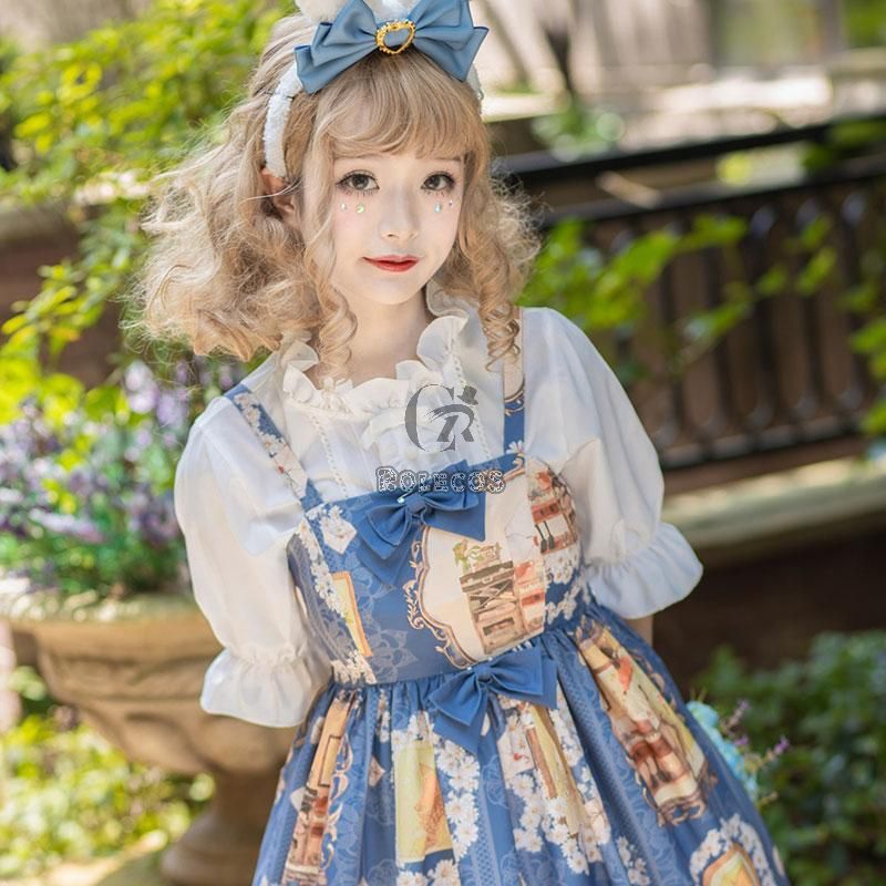 Sling Dress Cute Lolita Fresh Dress Daily 2 Colors Cosplay Costume