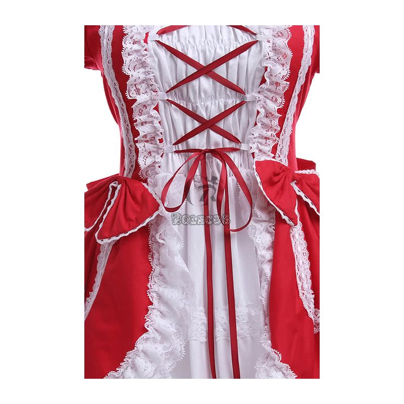 Woman Girls Red Lolita Dresses Sweet Cosplay Costumes8