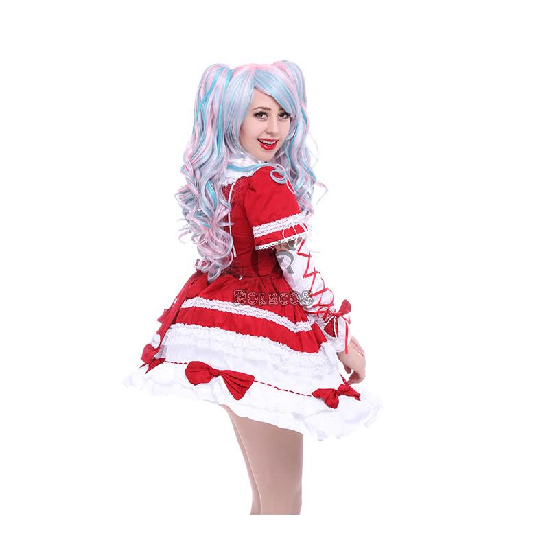 Woman Girls Red Lolita Dresses Sweet Cosplay Costumes2