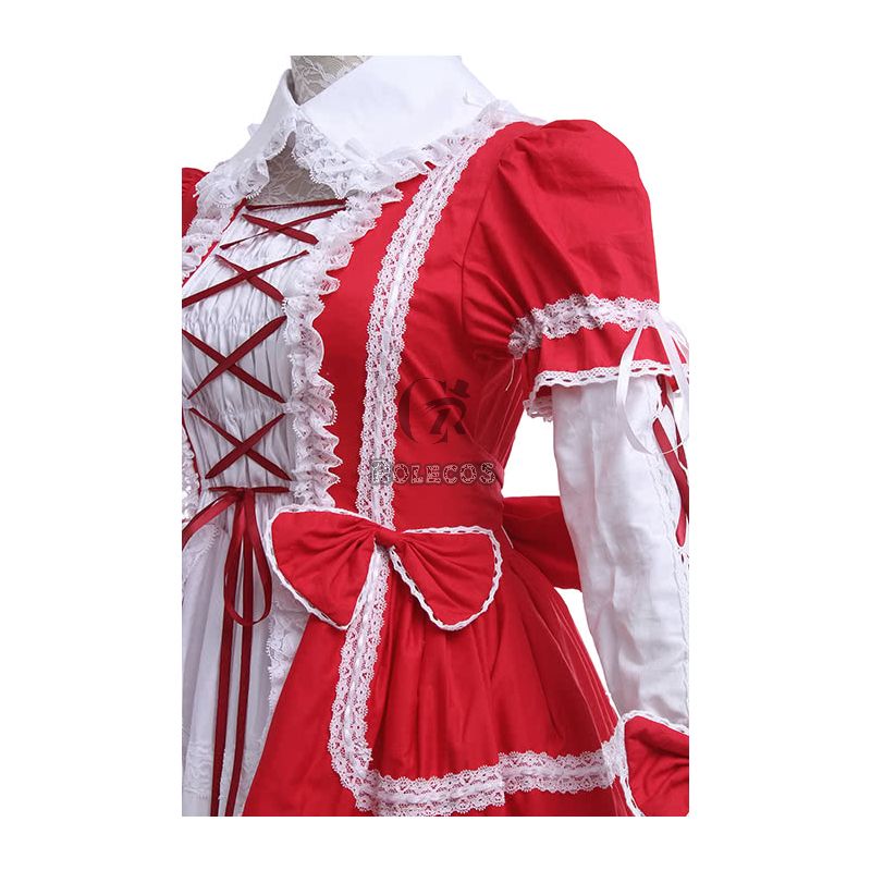 Woman Girls Red Lolita Dresses Sweet Cosplay Costumes10