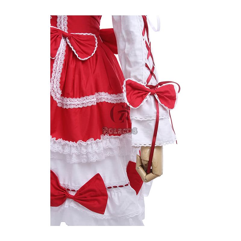 Woman Girls Red Lolita Dresses Sweet Cosplay Costumes11